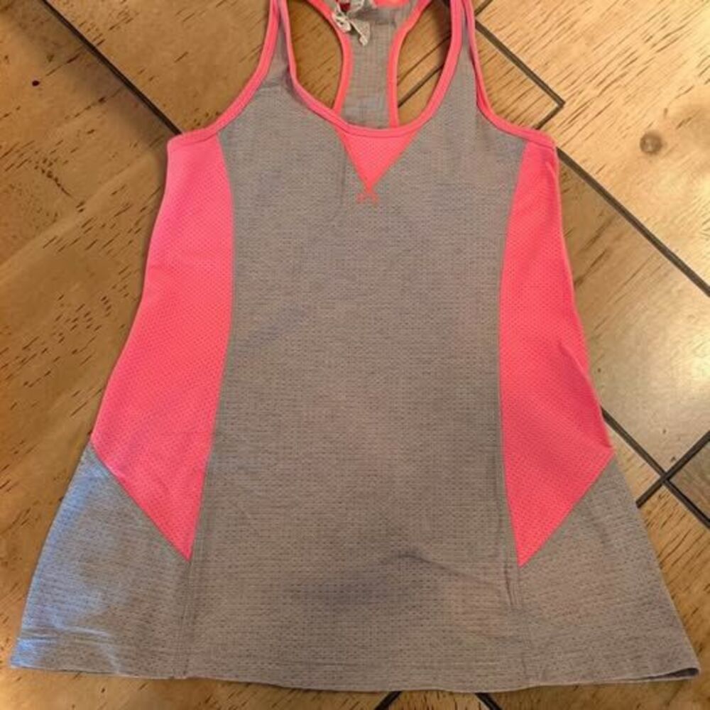 Lorna Jane Active Racerback Tank Top Size M Grey and Pink